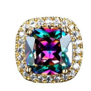 Gold Hypoallergenic Sparkle Earrings with Purple and Blue Hues!